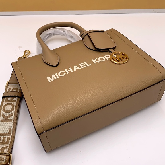 Michael Kors Mirella Small Pebbled Leather Crossbody Top Zip XBODY Bag Camel NWT - Picture 2 of 16